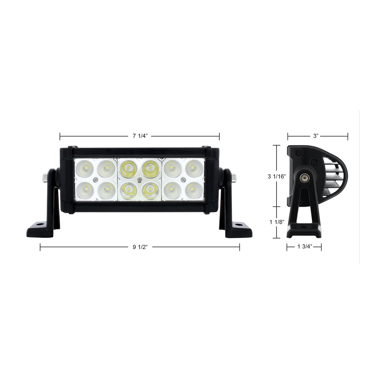 12 High Power LED 7" Combo Light Bar - Both Spot and Flood