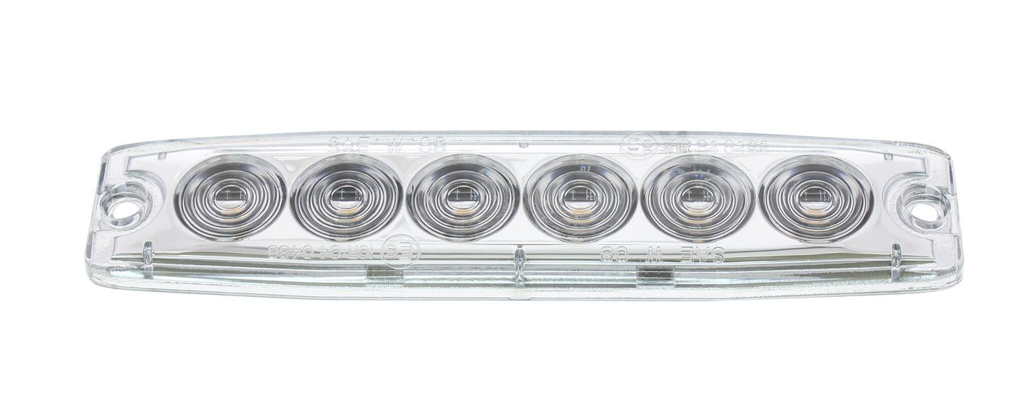 6 High Power LED Super Thin Warning Light - White LED/Clear Lens