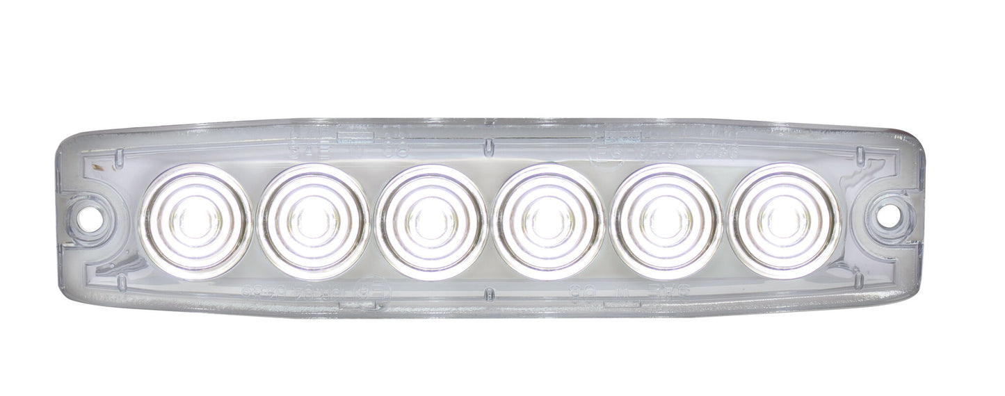 6 High Power LED Super Thin Warning Light - White LED/Clear Lens