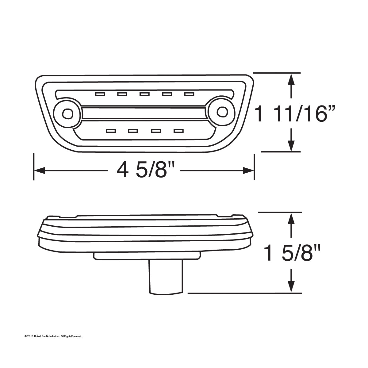 9 LED Rectangular Cab Light For Peterbilt 2013-18 579 Amber Lens/Amber LED's