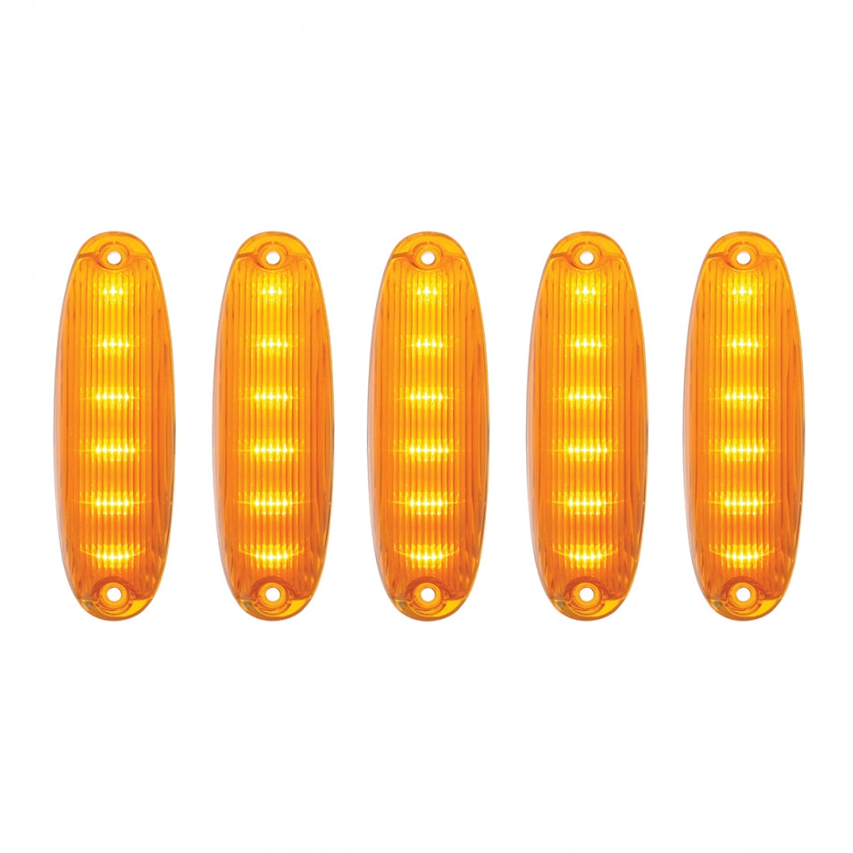 6 LED Cab Lights for 2008-2017 Freightliner Cascadia - Amber LED/Amber Lens
