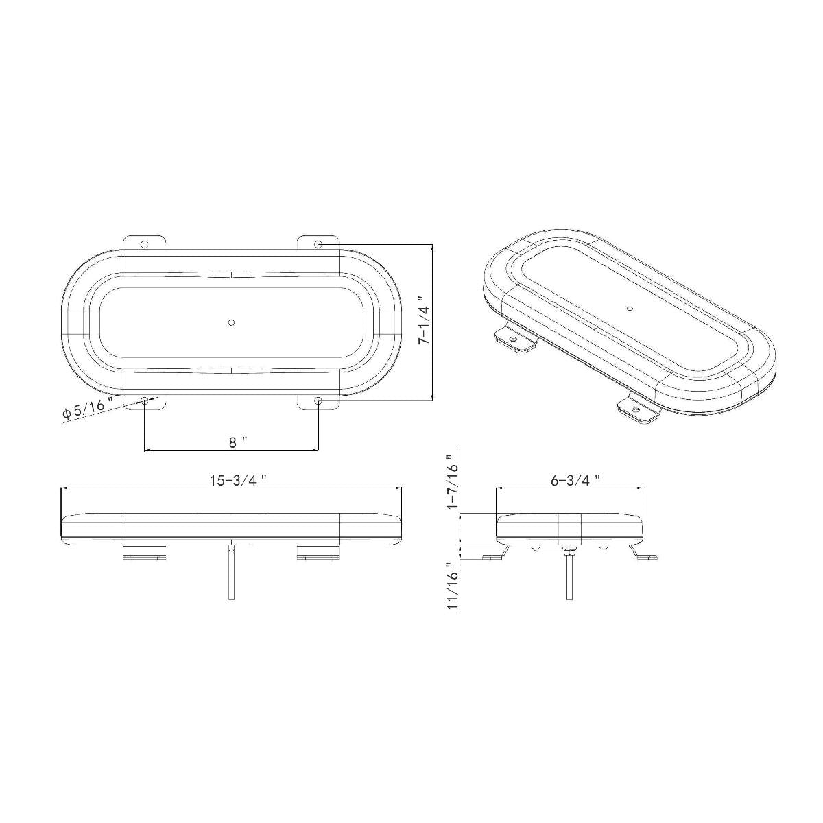 42 High Power LED Micro Warning Light Bar with Amber Lens - Permanent Mount