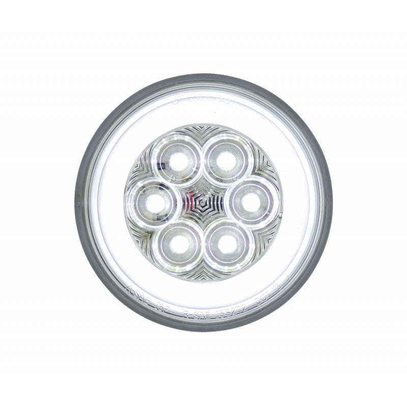 (2) 4" Round Clear White " Halo " 21 LED Reverse Back Up Utility Light Kits