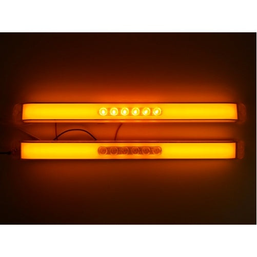 (2) " GLO BAR " Clear Amber 28 LED 17" Trailer Marker Turn Signal Lights /Chrome