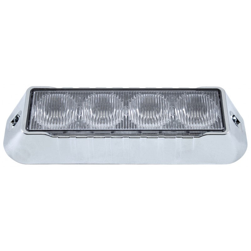 White / Amber High Power LED Strobe Safety Warning Flasher Light / Chrome Base