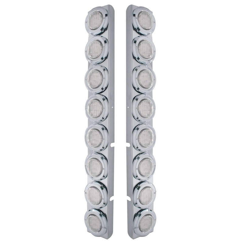 Peterbilt Rear Air Cleaner Kit 16 Flat Red LED Lights & Bezels - Clear Lens