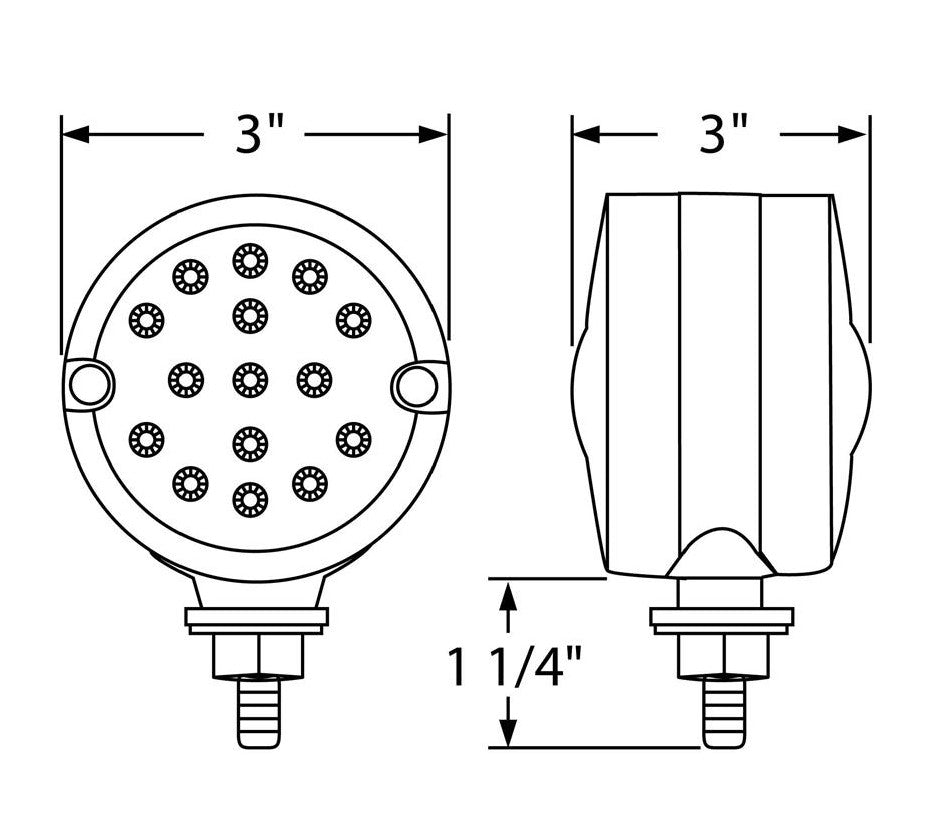 (2) 15 LED 3" Dual Function Reflector Double Face Light - Amber LED/Amber Lens