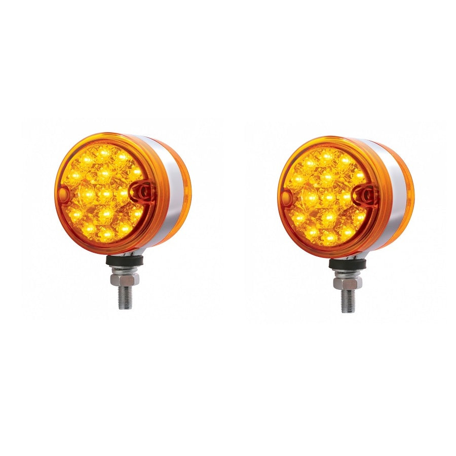 (2) 15 LED 3" Dual Function Reflector Double Face Light - Amber LED/Amber Lens