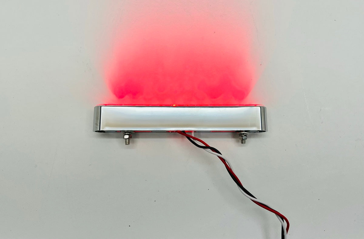(1) 6.5" Red 10 LED Third HIgh Brake Light, Running, Turn. Chrome Base, Red Lens