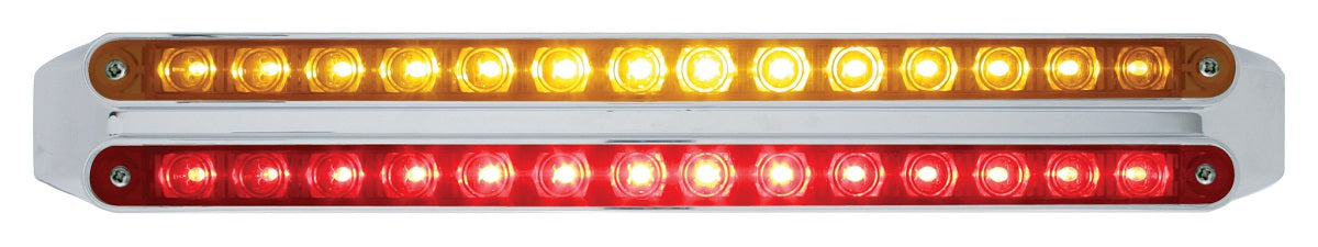 DUAL 14 LED 12" LIGHT BARS - AMBER & RED LED/AMBER & RED LENS