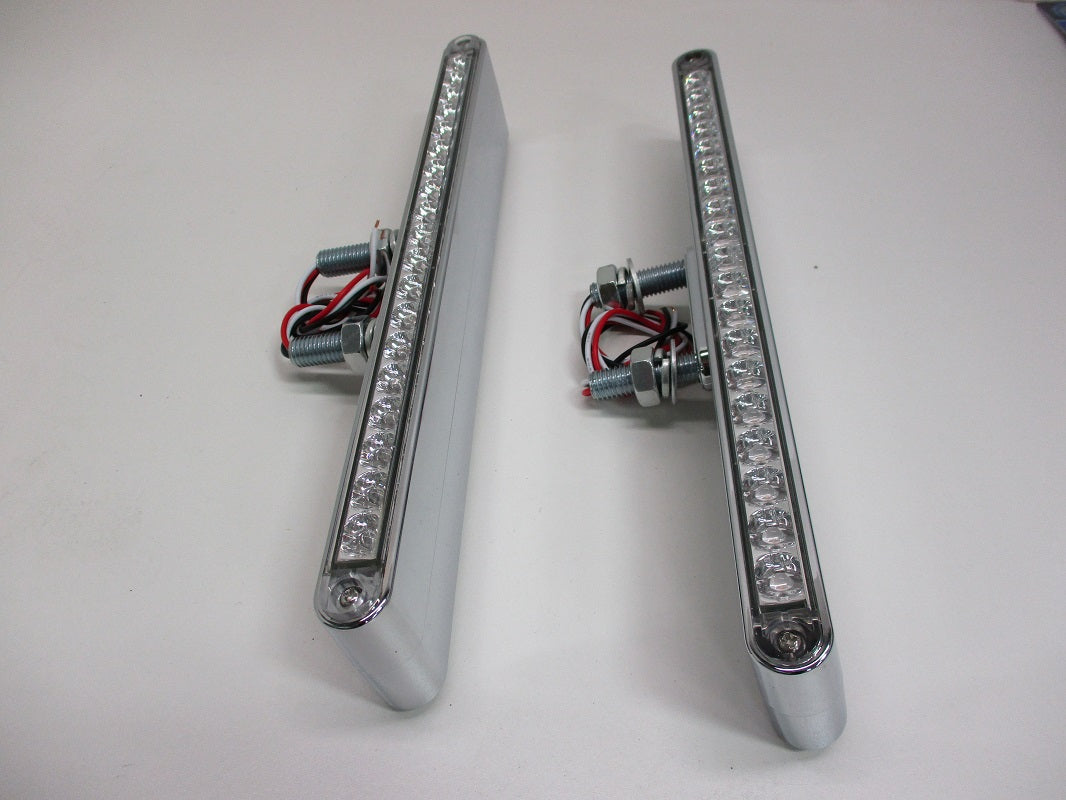 Pair of 12"L 19 LED Clear Red / Amber Double Face Truck Semi Trailer Light Bars