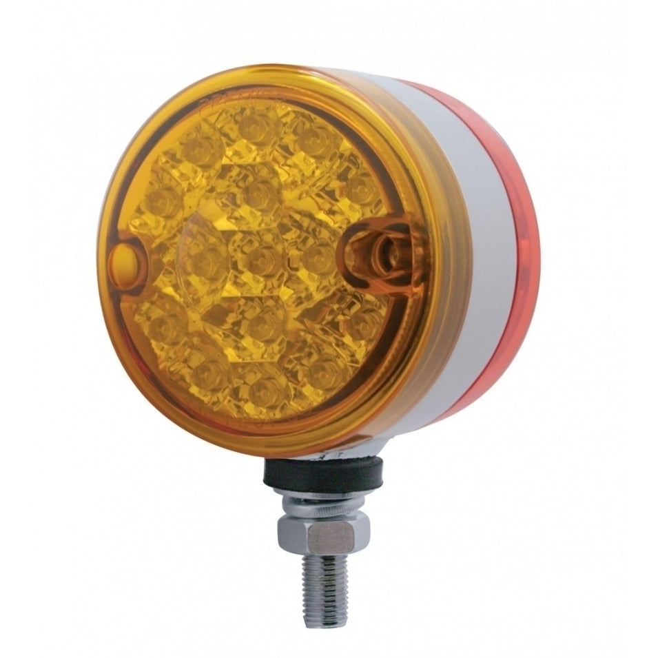 (2) 15 LED 3" Red Amber Dual Function Reflector Double Face Light Truck RV Semi