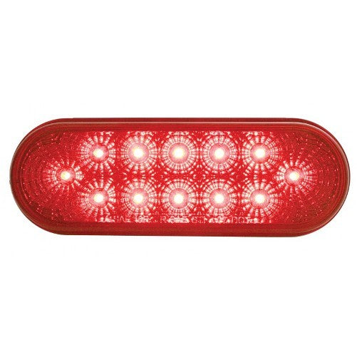 Red 12 LED 6" Oval Truck Trailer Stop Turn Brake Tail Light Kits / Reflective
