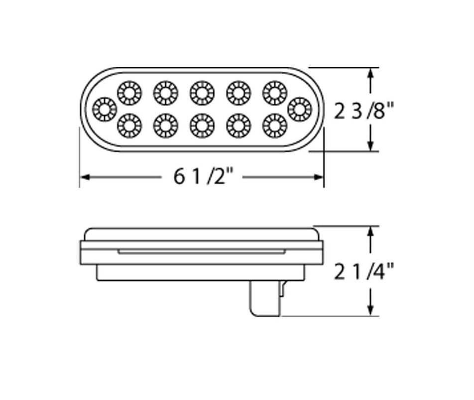 Red 12 LED 6" Oval Truck Trailer Stop Turn Brake Tail Light Kits / Reflective