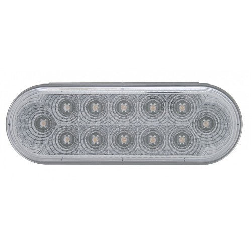 Clear Red 12 LED 6" Oval Truck Trailer Stop Turn Brake Tail Lights / Reflective
