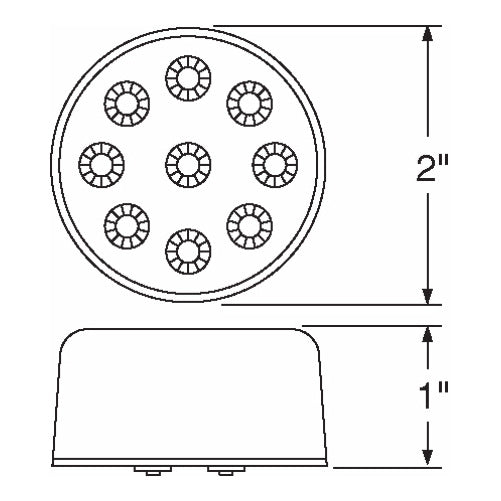 Amber 2" Round 9 LED Trailer Marker Clearance Light Kit / Grommet / Wire Plug
