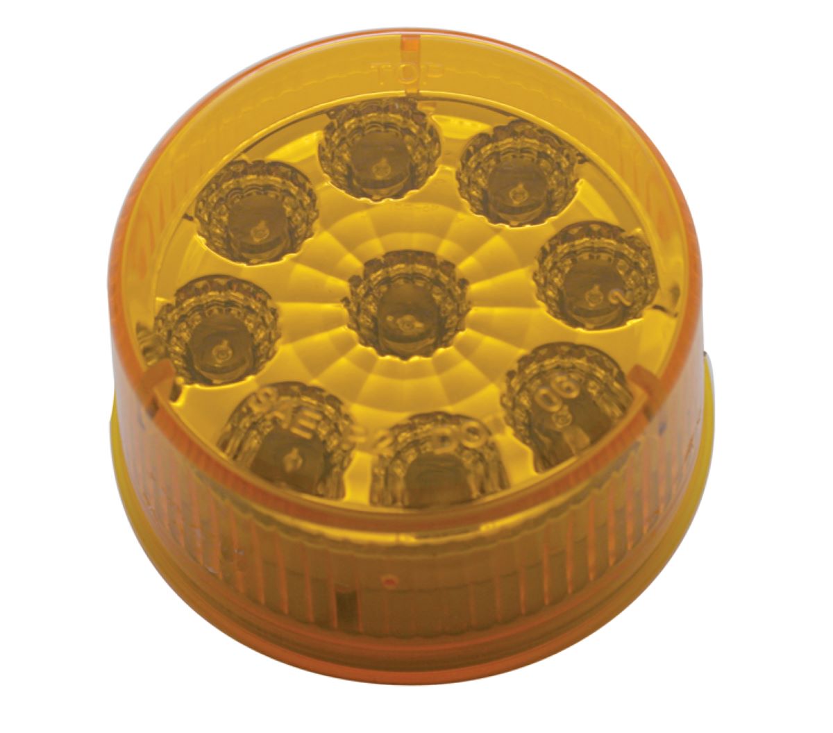 Amber 2" Round 9 LED Trailer Marker Clearance Light Kit / Grommet / Wire Plug