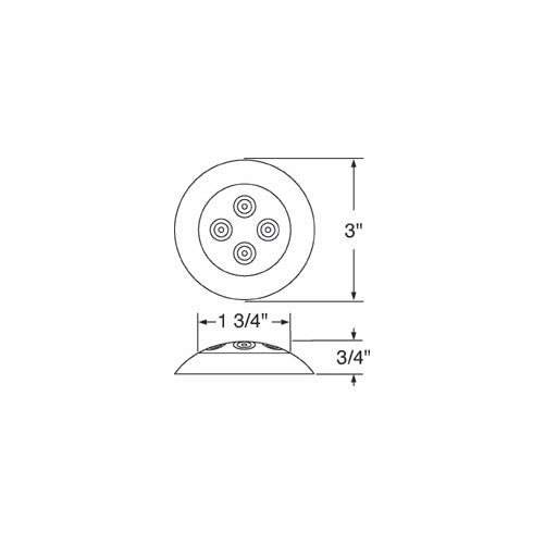 3" Round White 4 LED Boat RV Camper Accent Courtesy Light / Chrome Bezel