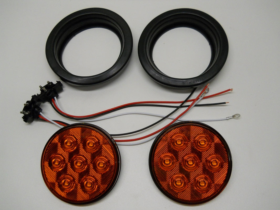 4" Round Amber 7 LED Trailer Truck Marker Parking Turn Signal Lights / Grommets
