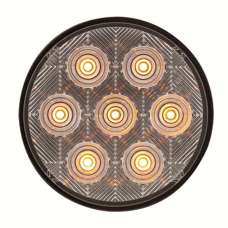 4" Round Clear Amber 7 LED Trailer Truck Marker Turn Signal Lights / Grommets
