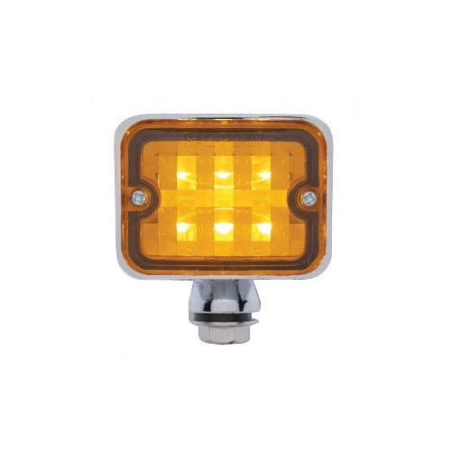 (2) Amber 6 LED Hot Rod Classic Car Park Turn Signal Lights / Chrome Metal Base