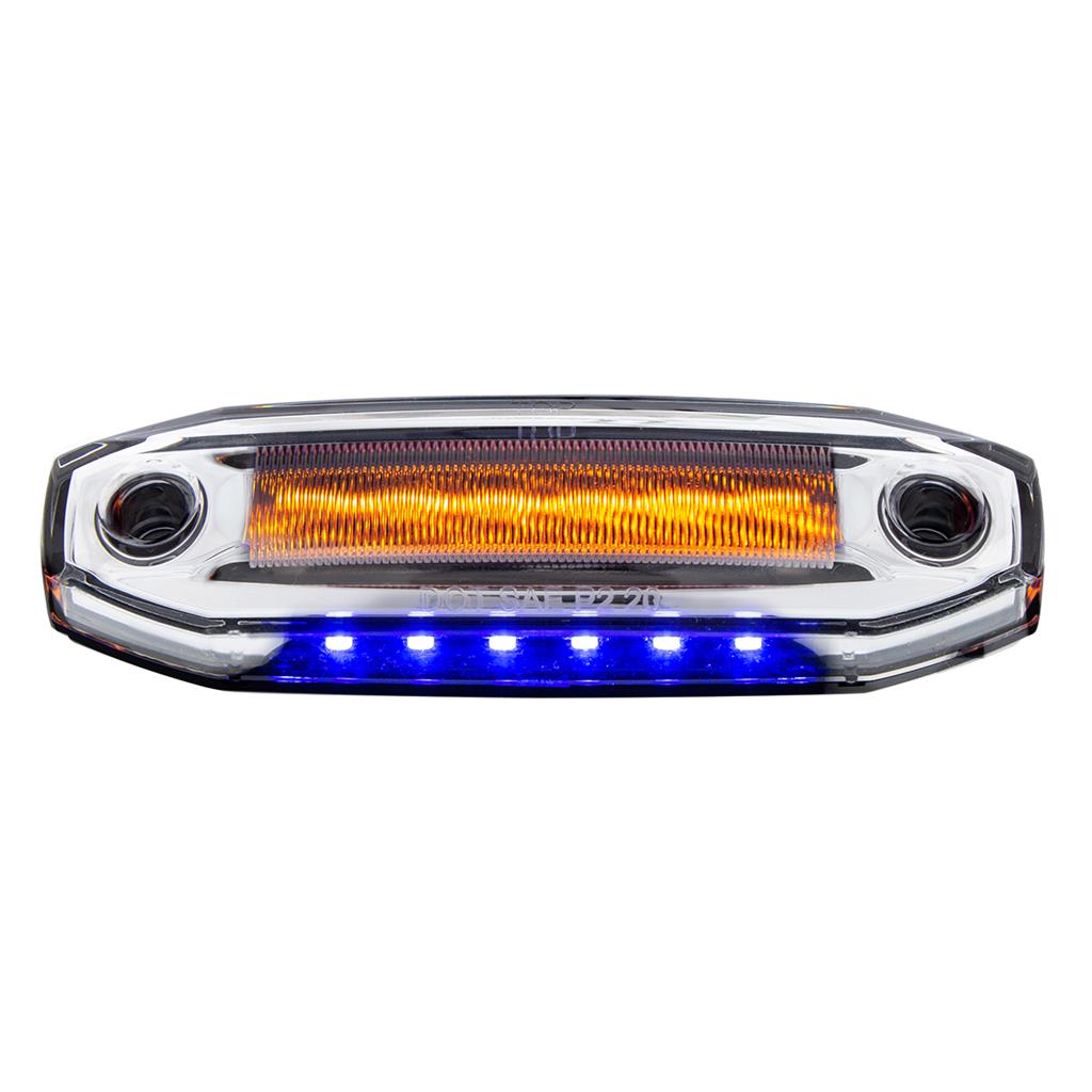 6 Amber LED Light (Clearance/Marker) With 6 Blue LED Side Ditch Puddle Light