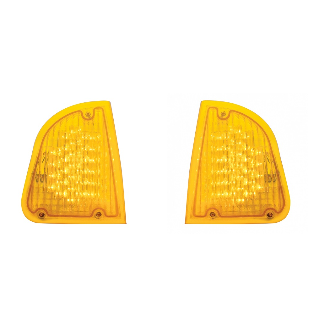 Fits Kenworth T600 LED Turn Signal Lights / Amber LED Amber Lens /Pair Left and Right