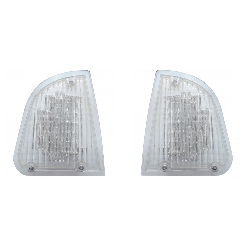 Pair Fits Kenworth K300 T300 T330 T600 LED Turn Signal Lights / Amber LED Clear Lens