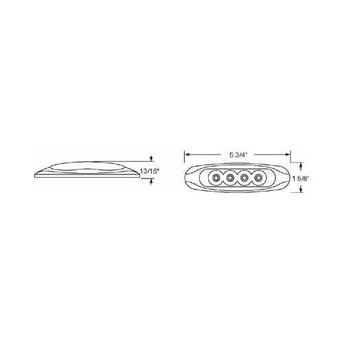 6" Red 4 LED Truck Trailer Side Marker Clearance Light / Chrome Bezel
