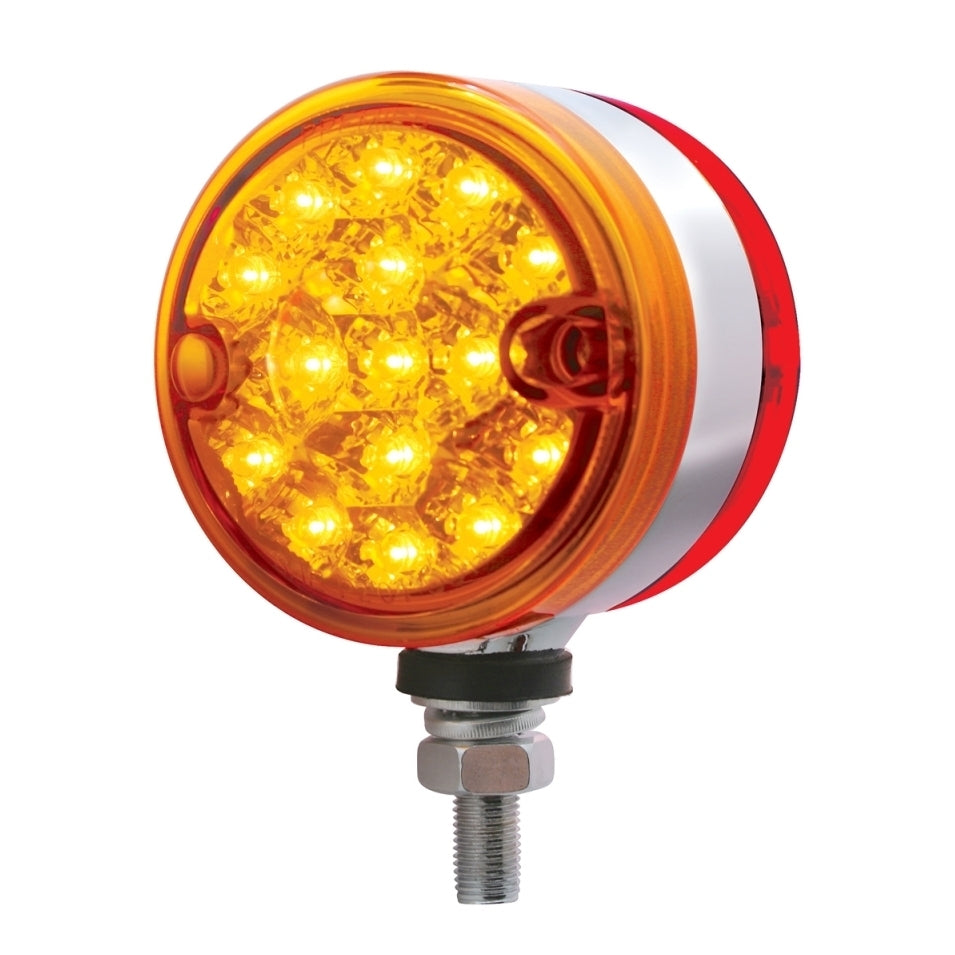(2) 15 LED 3" Red Amber Dual Function Reflector Double Face Light Truck RV Semi