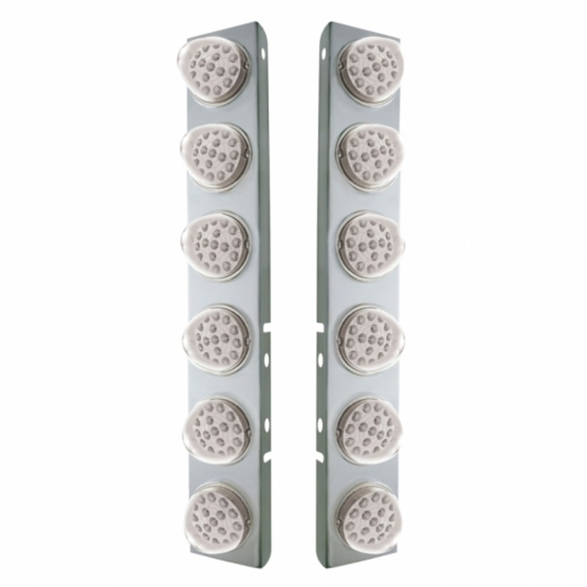 SS Front Air Cleaner Bracket with 12X 17 Amber LED Reflector Lights & SS Bezels fits Peterbilt-Clear