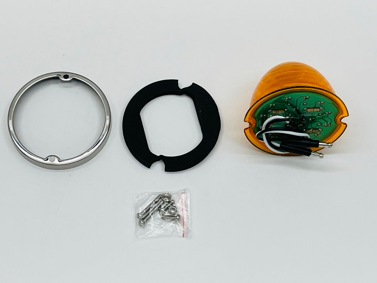 17 LED Beehive Flush Mount Kit With Low Profile Bezel - Amber LED/Amber Lens