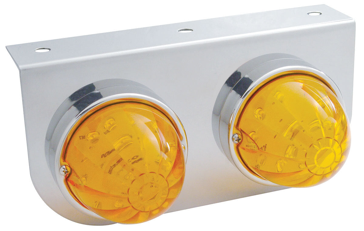 Stainless Light Bracket with (2) 17 Amber LED Dual Function Watermelon Lights