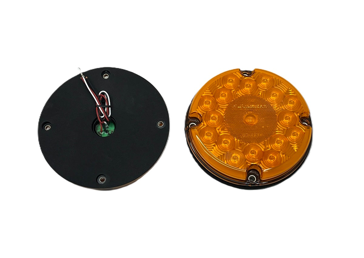 One Pair of Amber 17 LED 7" Round Bus RV Truck Park Turn Signal Lights
