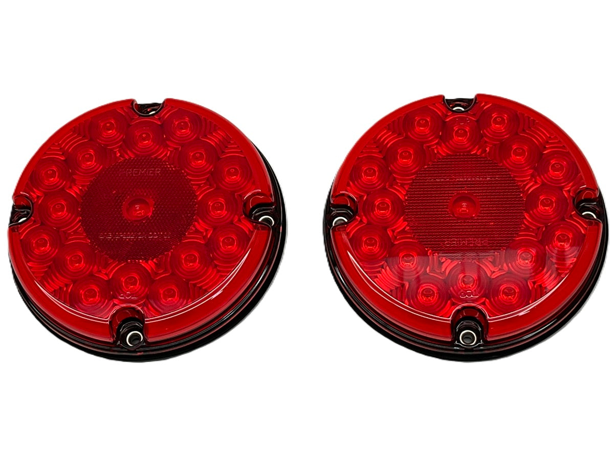 One Pair of Red 17 LED 7" Round Bus RV Truck Brake/Turn Signal Lights