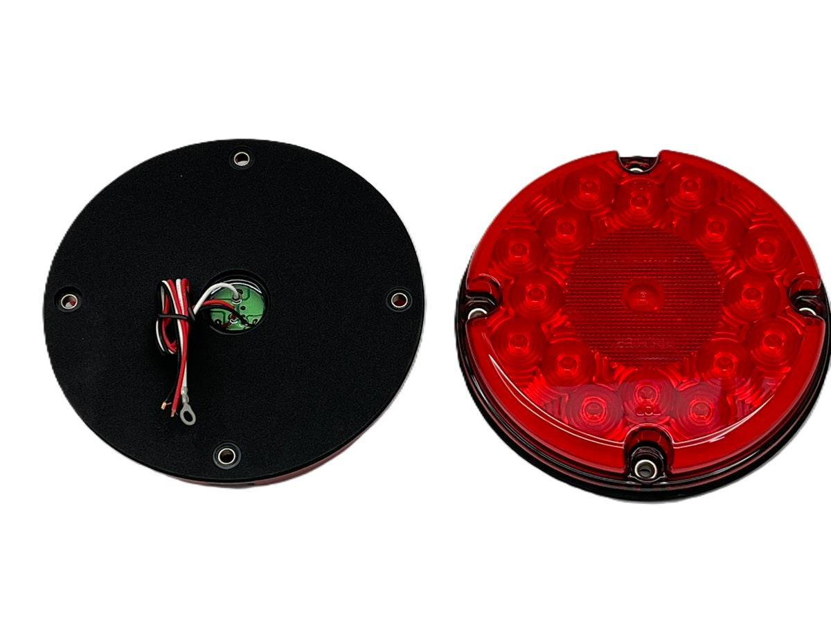 One Pair of Red 17 LED 7" Round Bus RV Truck Brake/Turn Signal Lights