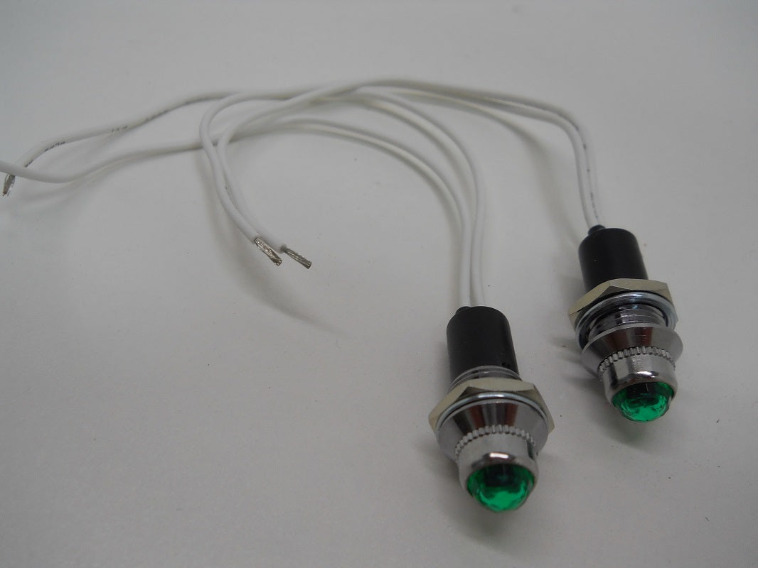 (2) Mini Classic Car Truck Dash Switch Indicator Pilot Lights / Green Lights