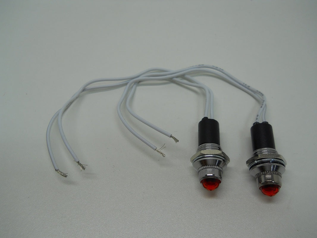 (2) Mini Classic Car Truck Dash Switch Indicator Pilot Lights / Red Lights