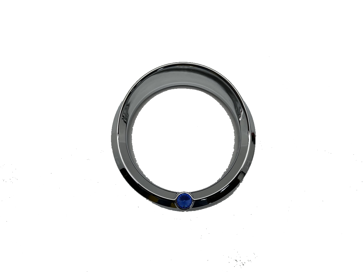 Chrome Visor Bezel W/Blue Crystal For 2006+ Peterbilt 379, 389, 388, 387, 386