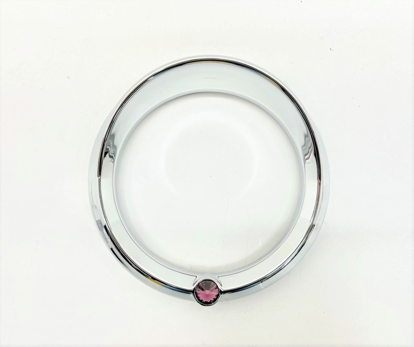 Chrome Visor Bezel W/Purple Crystal For 2006+ Peterbilt 379, 389, 388, 387, 386