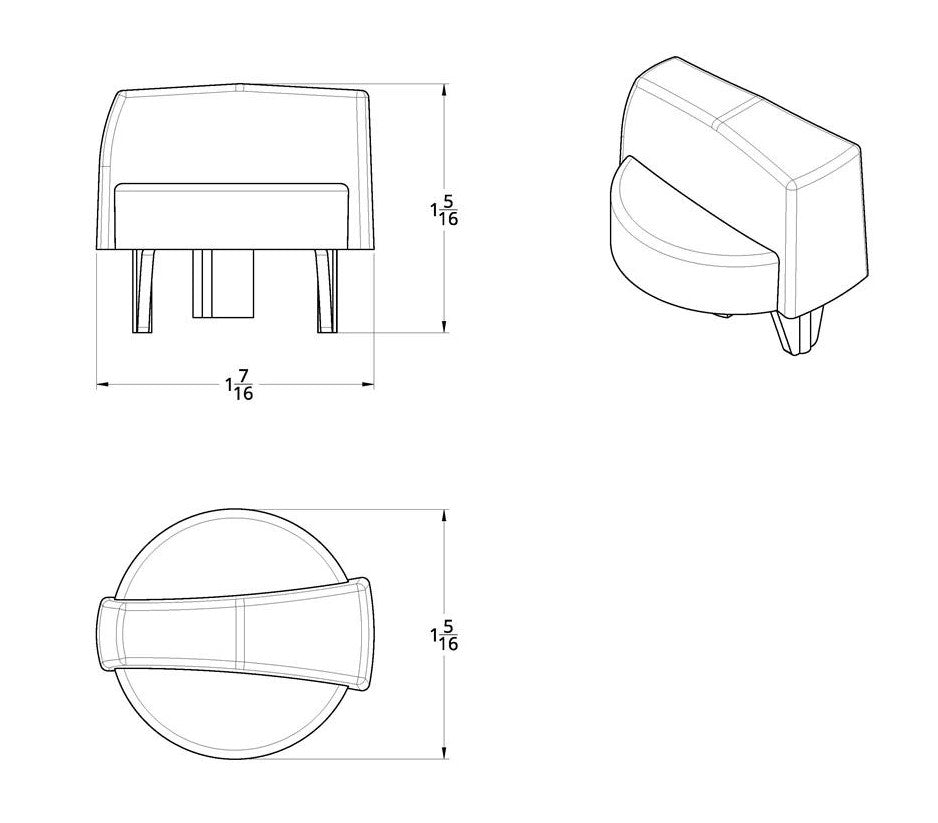 Chrome Plastic A/C and Heater Control Knob for Various Peterbilt Year and Models