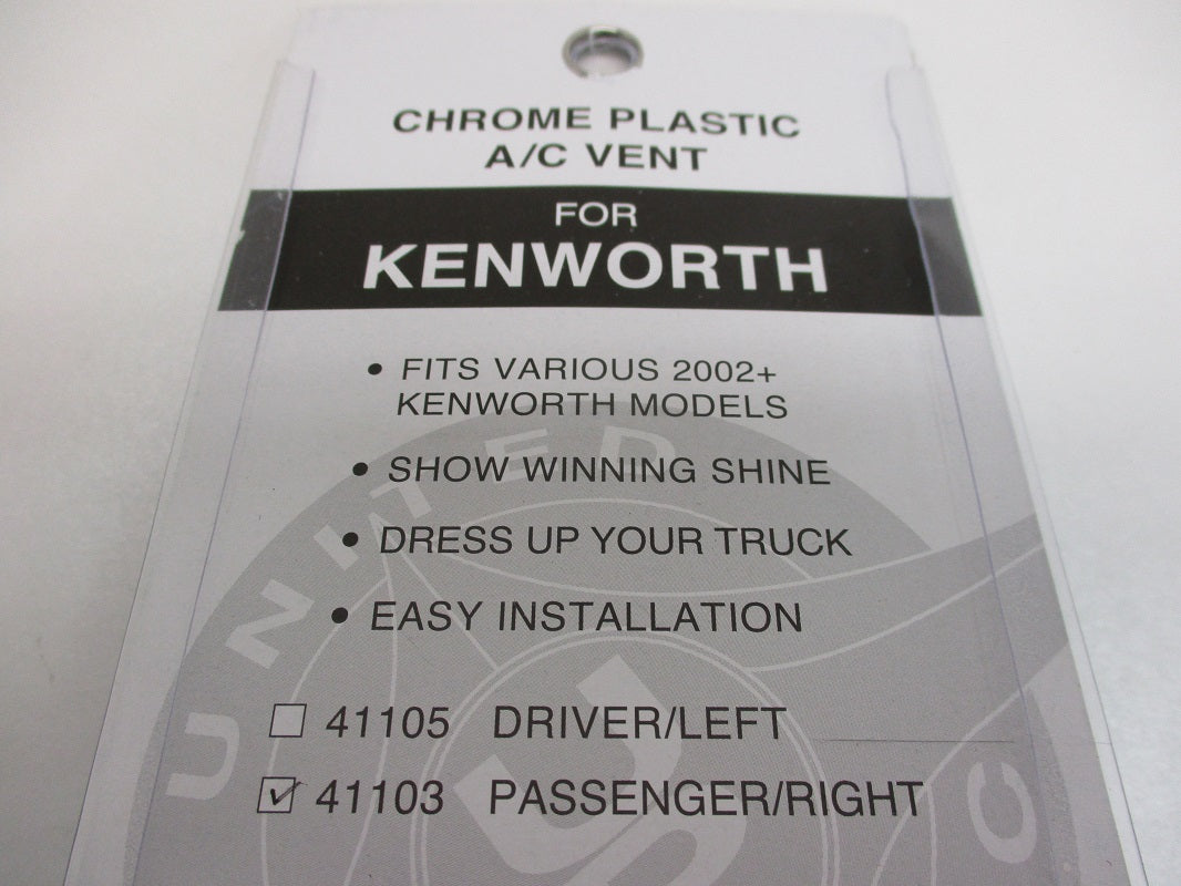 Fits Kenworth 2002+ Heater A/C Vents / Chrome Plastic Passenger Driver Side Vents