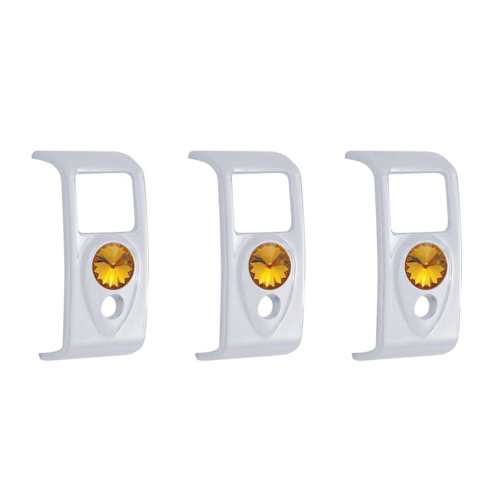 (3) Pack Rocker Switch Covers W/Amber Diamond 2006+ Fits Kenworth W900 T800 T660 C500