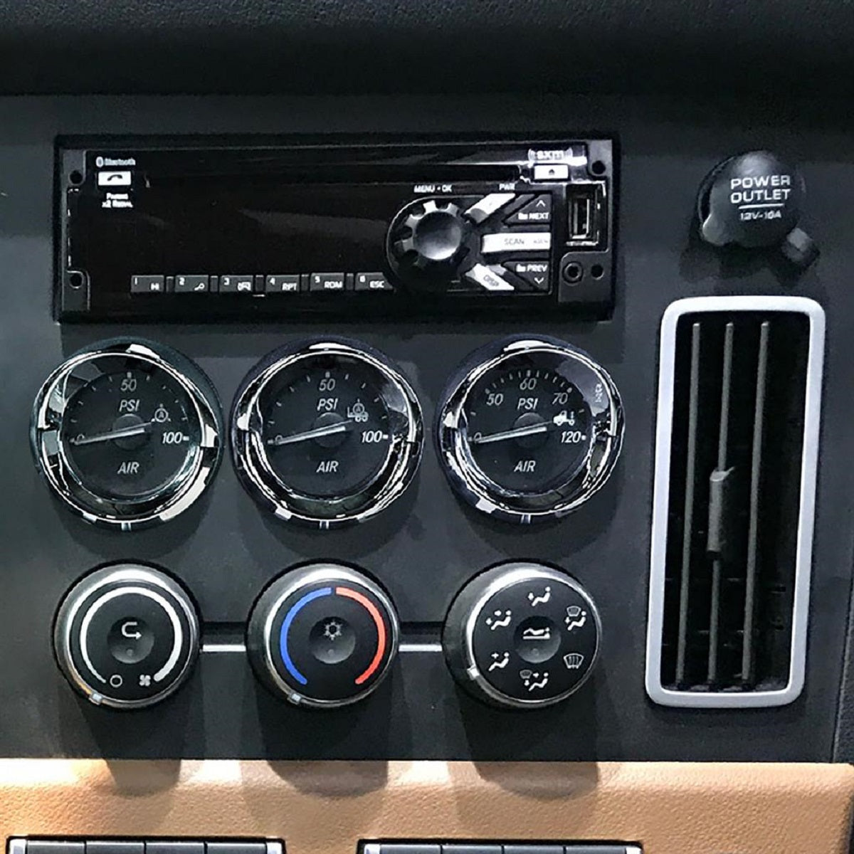 Chrome Small Gauge Bezel With Visor For 2018-2021 Freightliner Cascadia