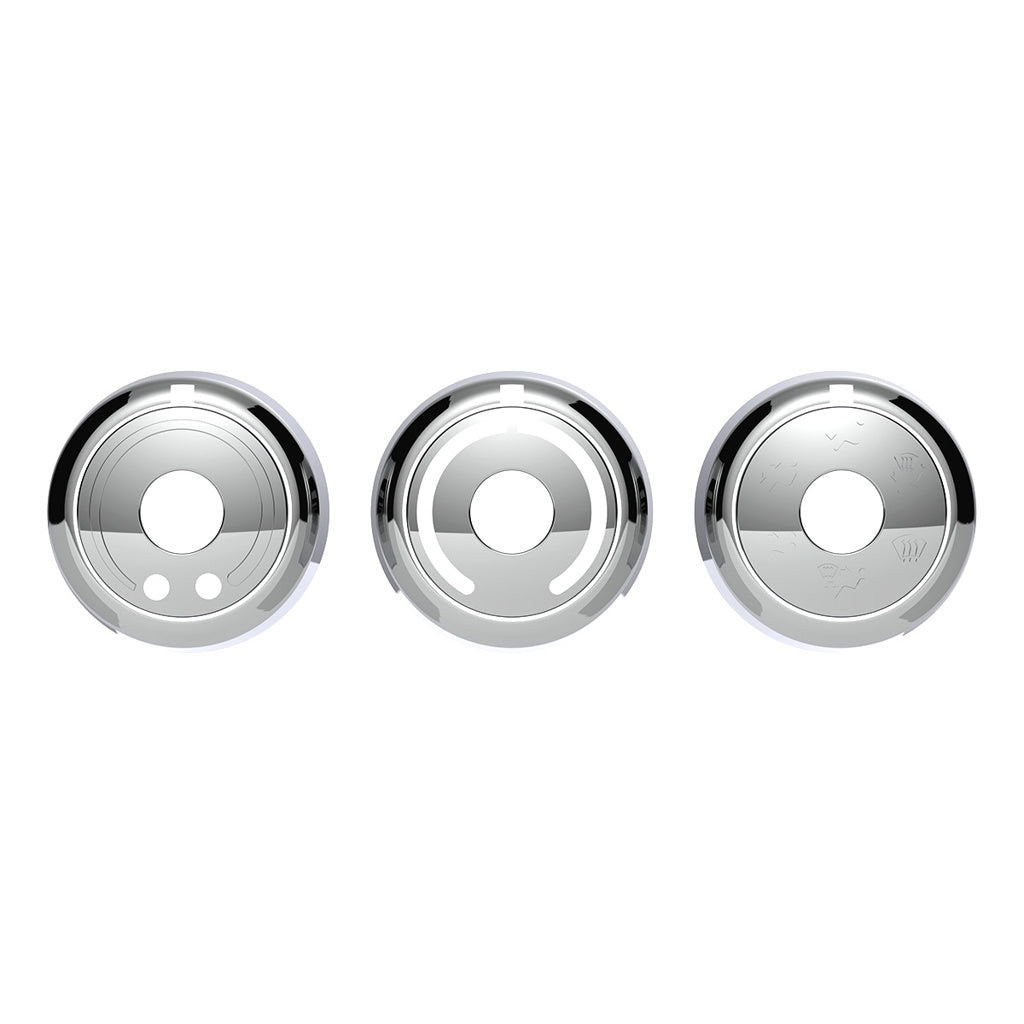 Chrome Plastic A/C Control 6-Piece Dial Covers. 2018-23 Freightliner Cascadia