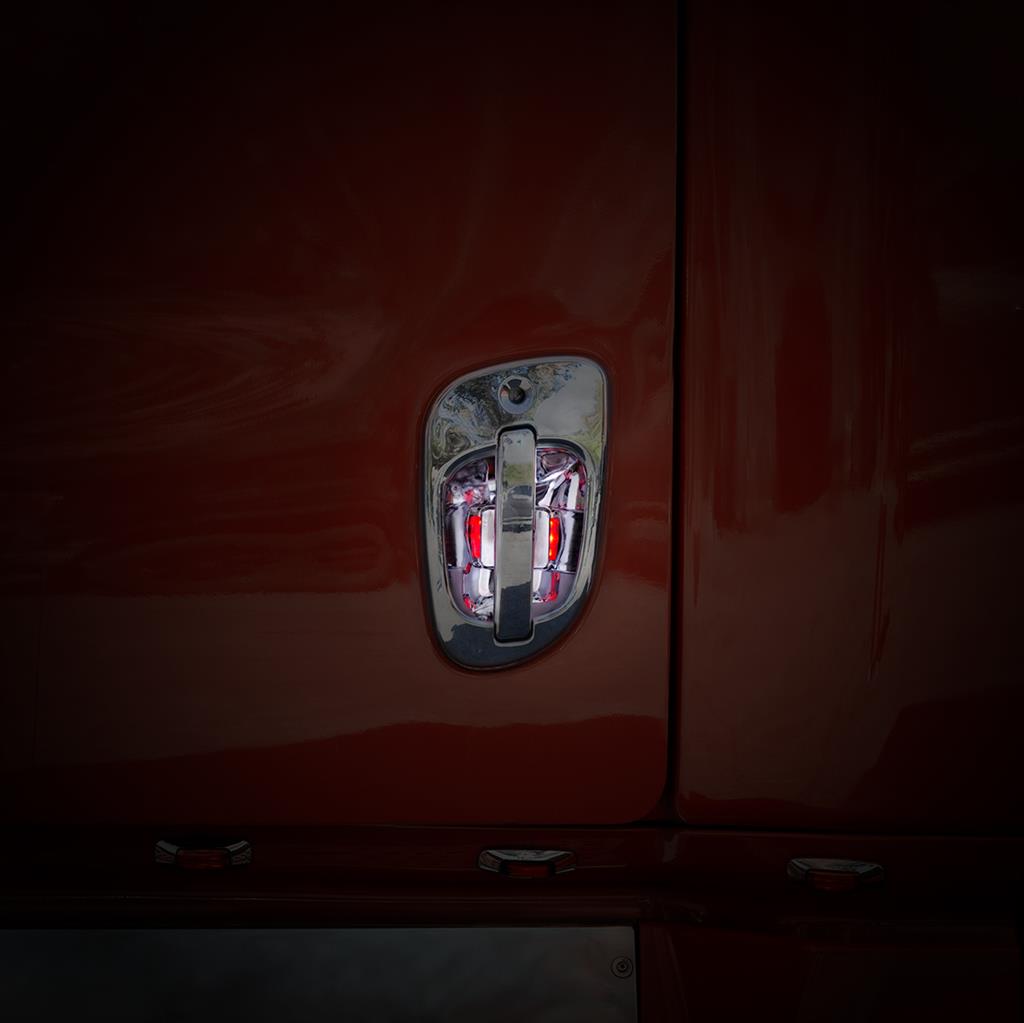 2008-17 (6) Red LED Chrome Door Handle Cover Freightliner Cascadia RH LH