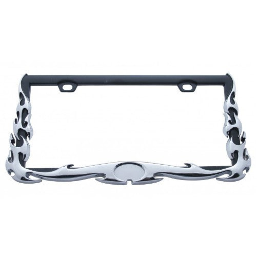 Chrome Metal Flame Car Truck License Plate Tag Frame Holder