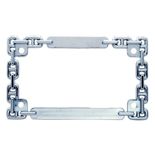Chrome Metal Chain Motorcycle Bike License Plate Tag Frame Holder / Harley Honda