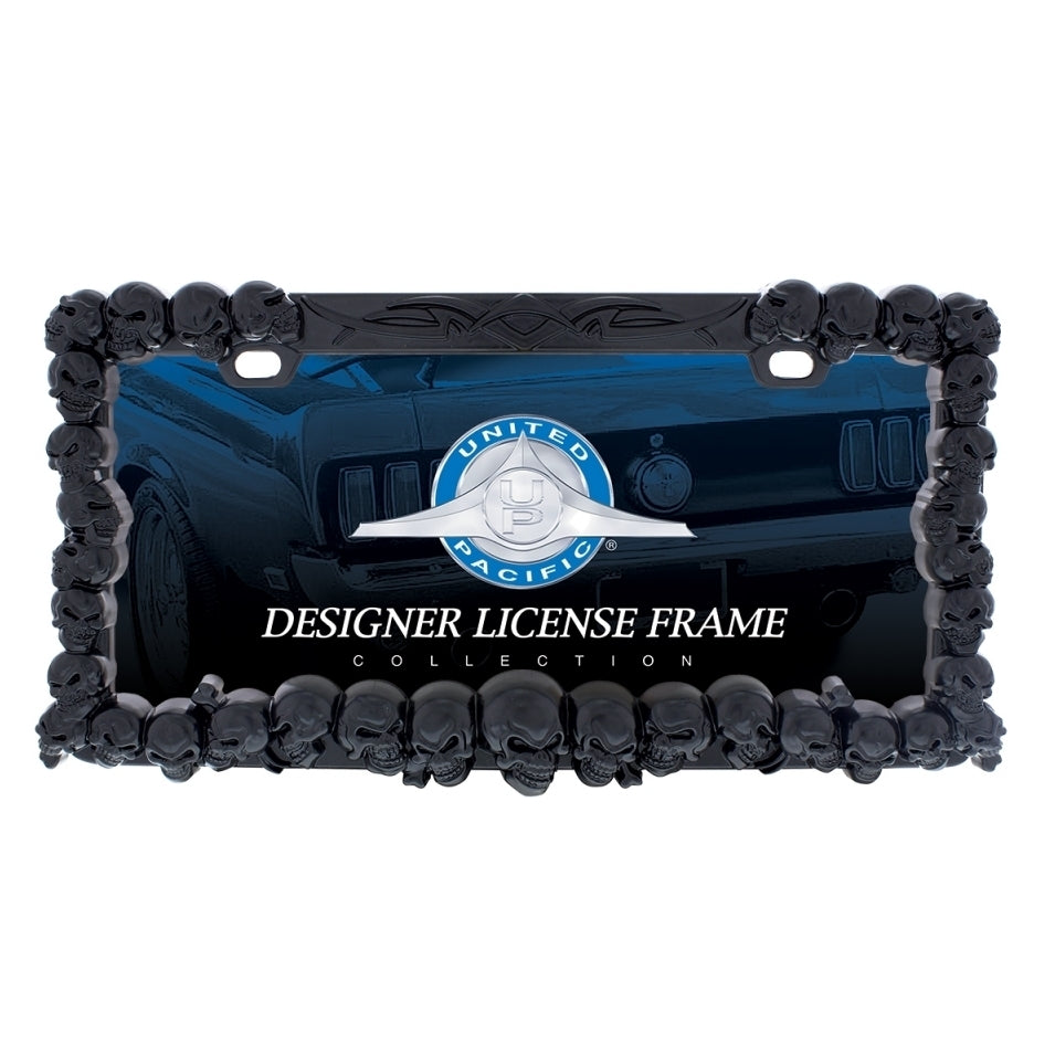 Black Skull License Plate Frame Full Size for Trucks Cars RV Semi