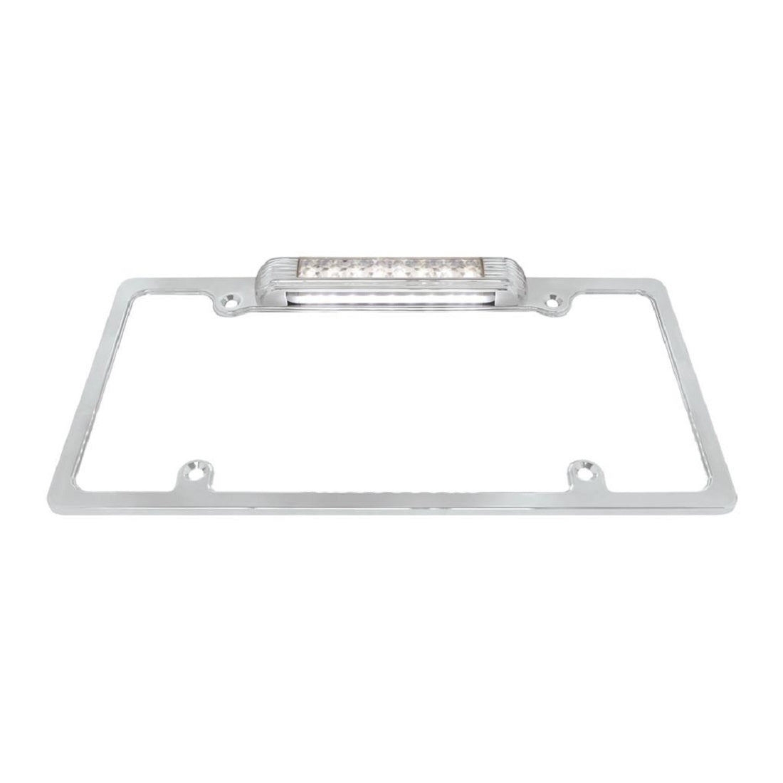 Chrome License Plate Frame With White LED Back-Up Light - White LED/Clears Lens